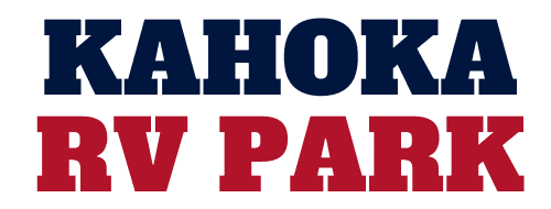 Bold text reading "Kahoka RV Park" with "Kahoka" in dark blue and "RV Park" in red, set against a white background.